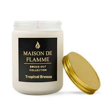 MAISON DE FLAMME Tropical Breeze Odor-Eliminating Scented Candle (White Jar, 200g/7oz) | Long-Lasting Premium Soy Wax Candle for Smoke, Kitchen & Pet Odors