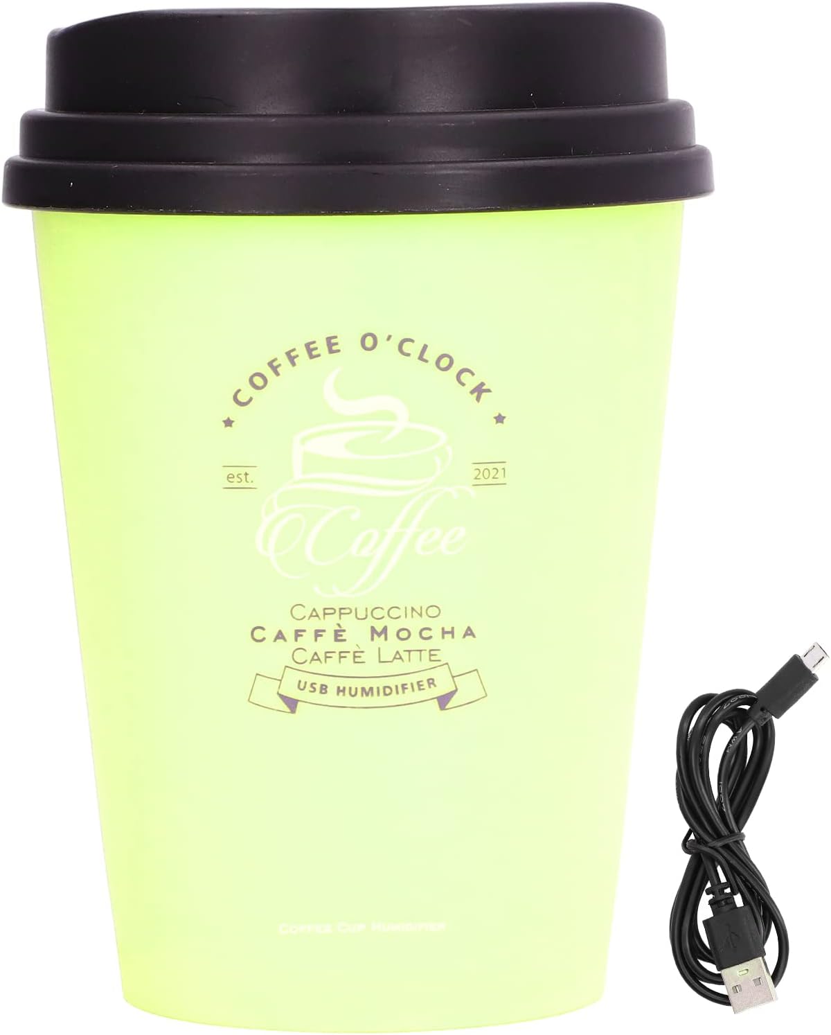 Humidifiers for Bedroom, 300ml Cool Mist USB Mini Cute Coffee Cup Humidifier, Auto Shut-Off for Plant, Office (Green)