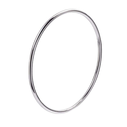 LinnaLove Fashion Shiny Thin Round Stainless Steel Bangle Bracelets for Women (1/3/5/8 Set)-Large-Silver-1 Set