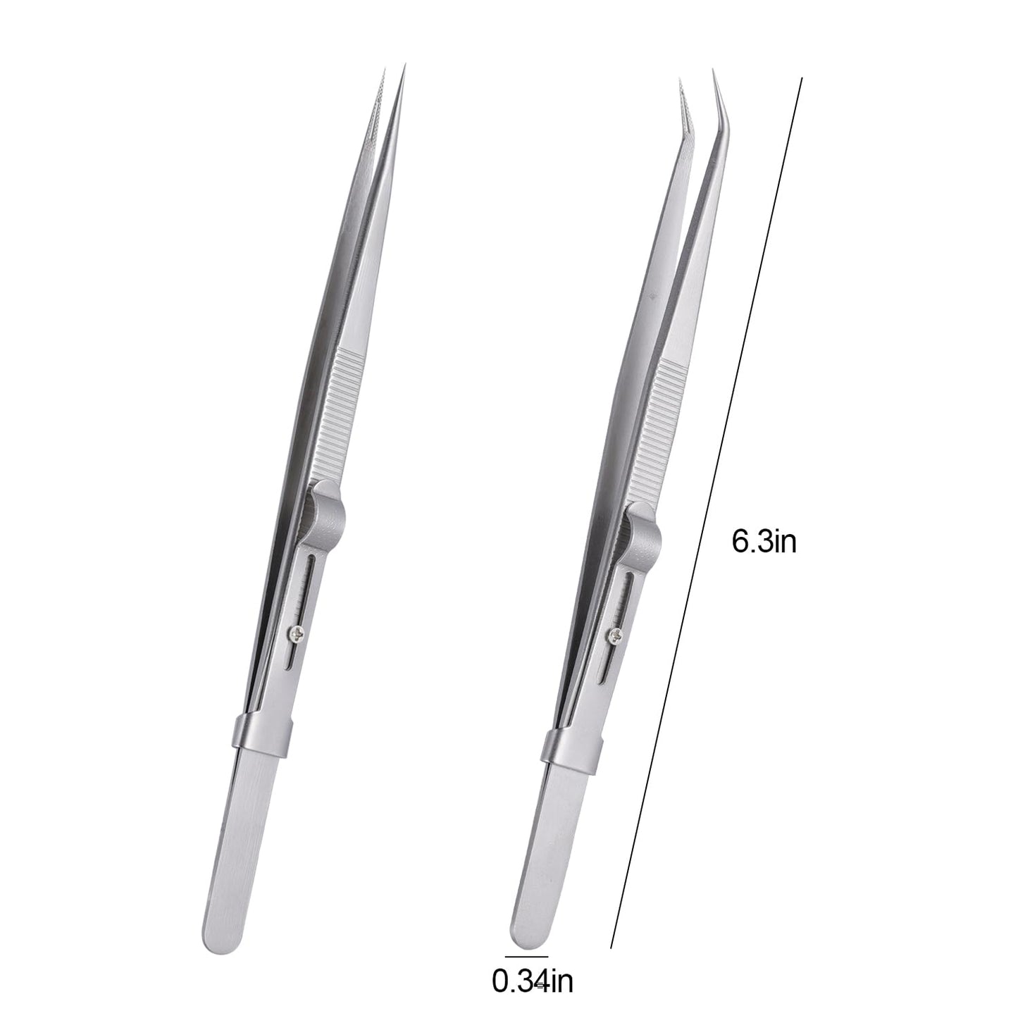 4 Pieces Diamond Tweezers Professional Jewelry Gem Tweezers Precision Tweezers Stainless Steel Pointed Tip Tweezers with Slide Locking and Gem Slot for jewelry making