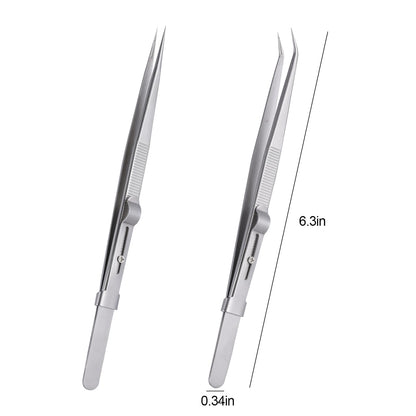 4 Pieces Diamond Tweezers Professional Jewelry Gem Tweezers Precision Tweezers Stainless Steel Pointed Tip Tweezers with Slide Locking and Gem Slot for jewelry making