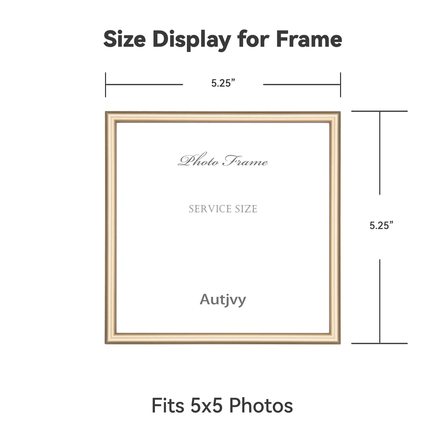Autjvy 5x5 Picture Frames Gold - Brushed Brass Modern Simple Thin Aluminum Metal Photo Frame with HD Real Glass, Display for Tabletop and Wall Collage. (2 Pack)
