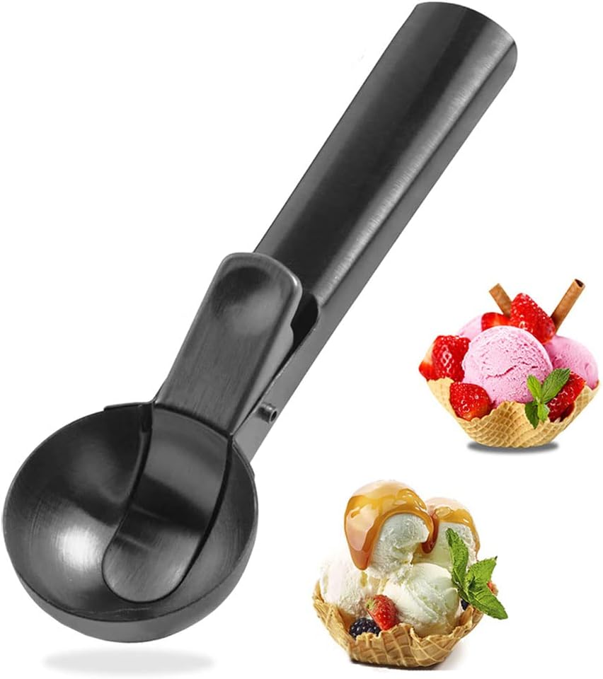 TONGNENGLIU Frozen Ice Cream Scooper Stainless Steel, Cookie Scoopwith Trigger Heavy Duty Metal Icecream Scoop,Cookie
