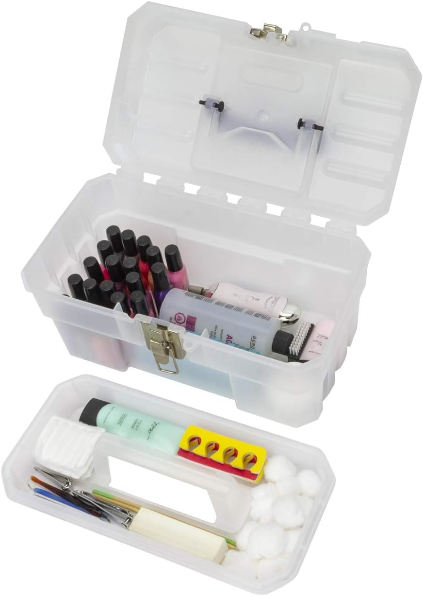 Akro-Mils 09514CFT ProBox 14-Inch Plastic Art Supply, Craft or Medical Storage Toolbox with Removable Tray, 14-Inch x 8-Inch x 8-Inch, Clear