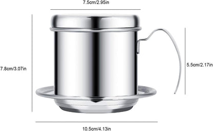 Stainless Steel Vietnamese Coffee Drip Filter, Manual Coffee Infuser, Single Serving Cup for Coffee Lovers