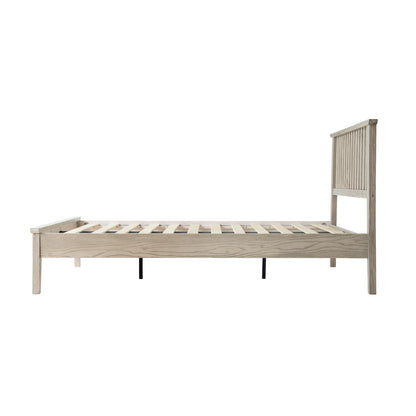 Full Size Solid Wood Platform Bed Frame, Headboard & Footboard, Easy Assembly, 12 Sturdy Slatted Base, Centre Metal Legs, No Box Spring Needed, Noise-Free & Slip-Free, Driftwood Gray Oak Finish YUF-33