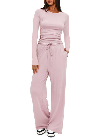 Darong Women's 2 Piece Sets 2025 Fall Outfits Long Sleeve Wide Leg Tracksuits Casual Lounge Set Matching Sets