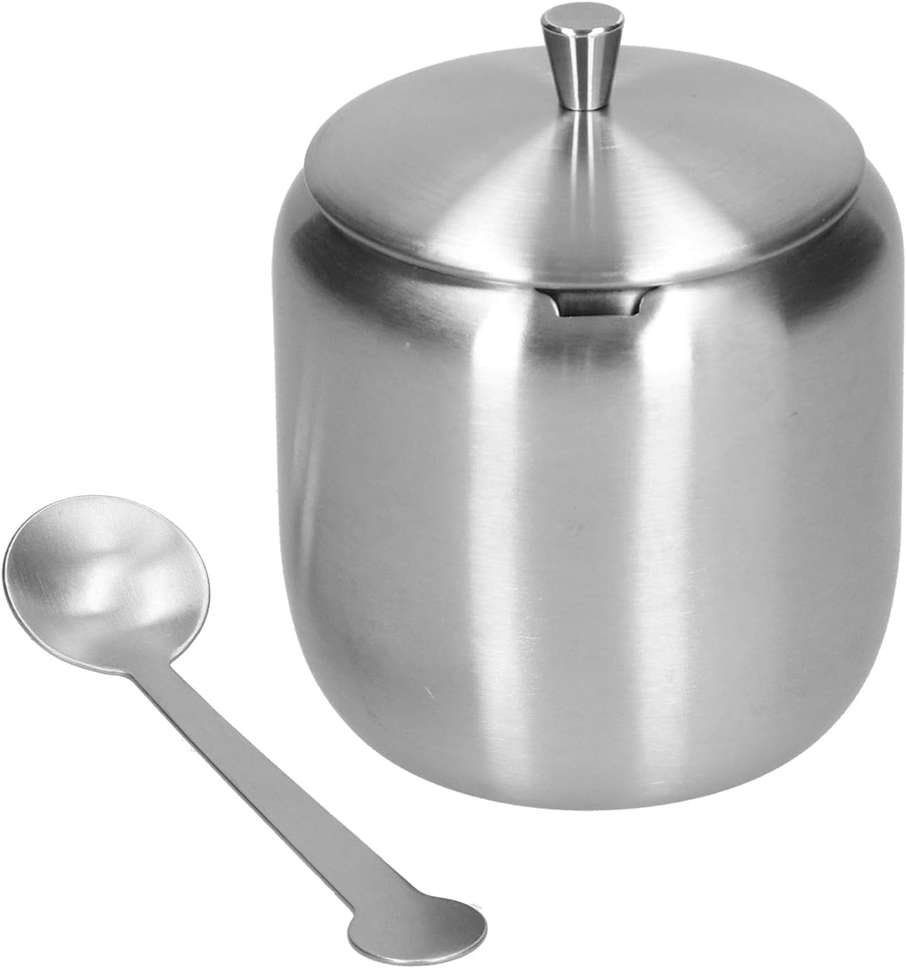 Tomotato Sugar Bowl, 370ML 304 Stainless Steel Polished Brushed Sugar Container with Spoon and Lid