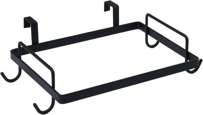 Sleek Black Metal Over-the-Door Trash Bag Holder for Home Organization