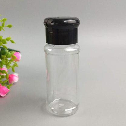 FEOOWV 25Pcs Empty Plastic Spice Bottles Set for Storing Barbecue Seasoning, Salt, Pepper, 75 ml/2.5 oz (Black)