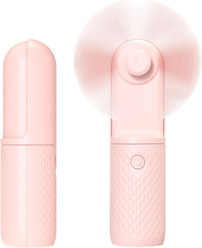 Mini Handheld Fan, Powerful USB Rechargeable Fan, Battery Operated Makeup Fan for Travel, Beach, 10-15.5H Working, Pink
