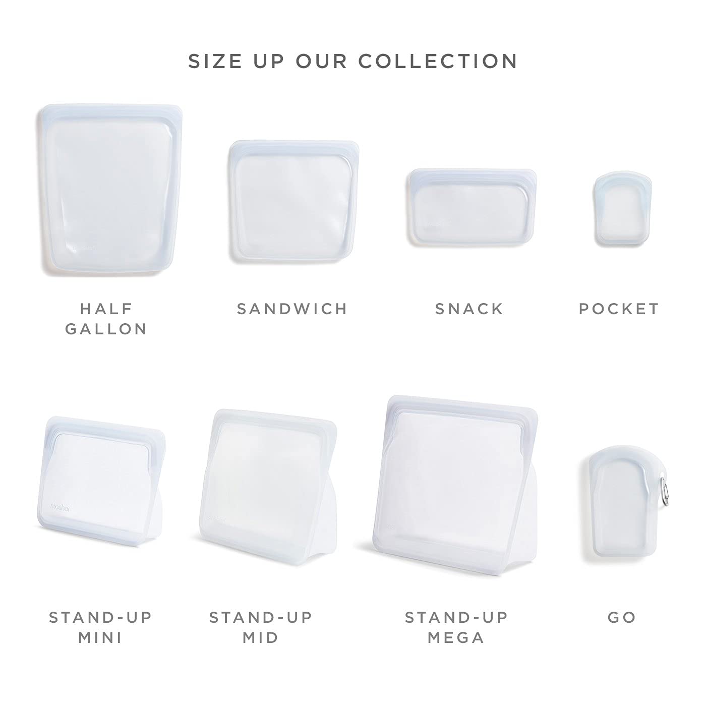 Stasher Premium Silicone Reusable Food Storage Half Gallon Bag, Clear, Microwave, Sous Vide, Dishwasher, Oven and Freezer Safe, BPA Free, Leak-free, Eco-friendly, 64 Oz