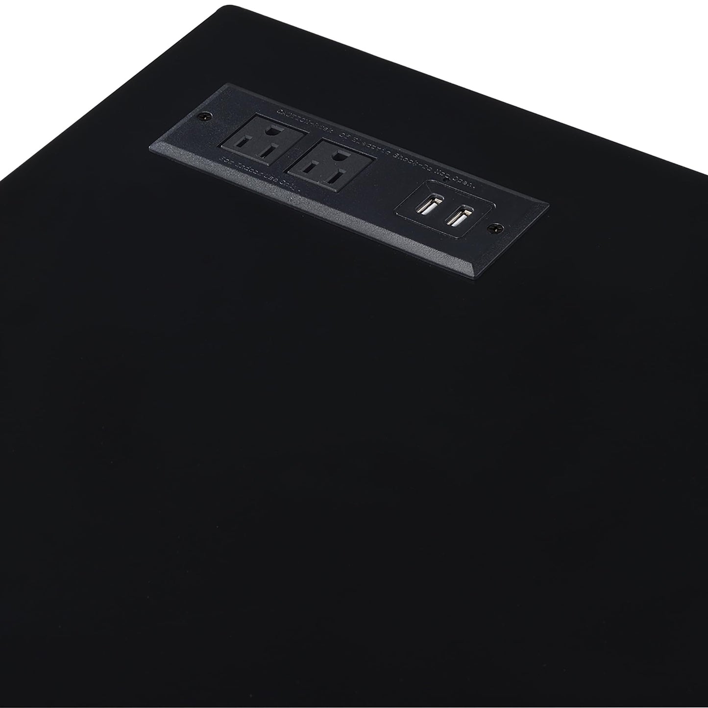 24/7 Shop at Home Ruthetta Modern Metal Writing Desk with USB Port, Power Outlet for Workstation, Home Office, Study Room, Glossy Black and Brass