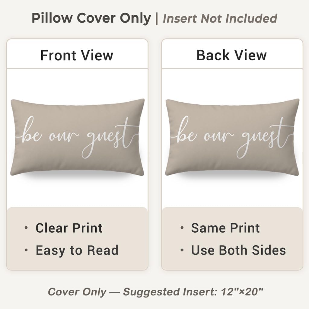 12x20 Inch, PANDICORN Decorative Throw Pillow Cover Soft Lumbar Cushion Case Pillowcase with Be Our Guest Quote, Indoor