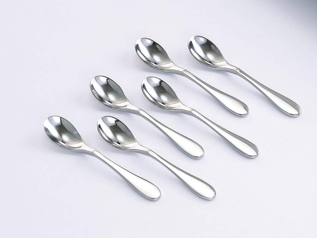 Knork Stainless Steel Demitasse Spoon Set of 6, Shiny Gloss Silver, Tiny Specialty Spoons