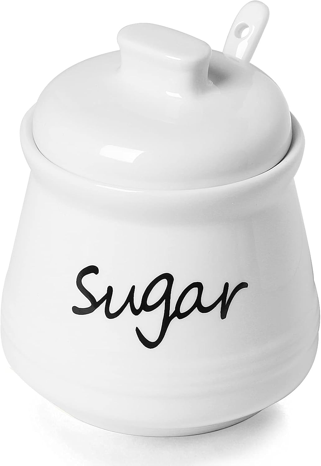 12oz ONTUBE Ceramic Sugar Bowl with Lid and Spoon (White)