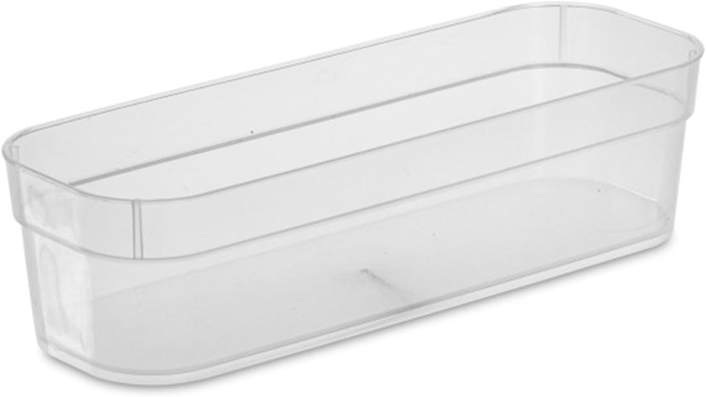 Sterilite 13538608 Narrow Storage Trays, Clear, 24 Pack with Sturdy Banded Rim for Organizing