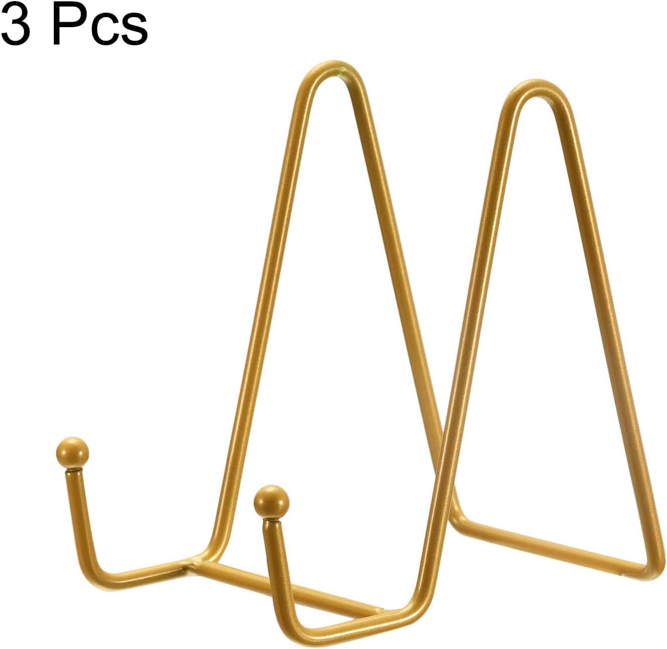 uxcell 3Pcs 4.3 Inch Iron Plate Stand for Display, Decorative Easel for Picture, Photo, Book, Gold