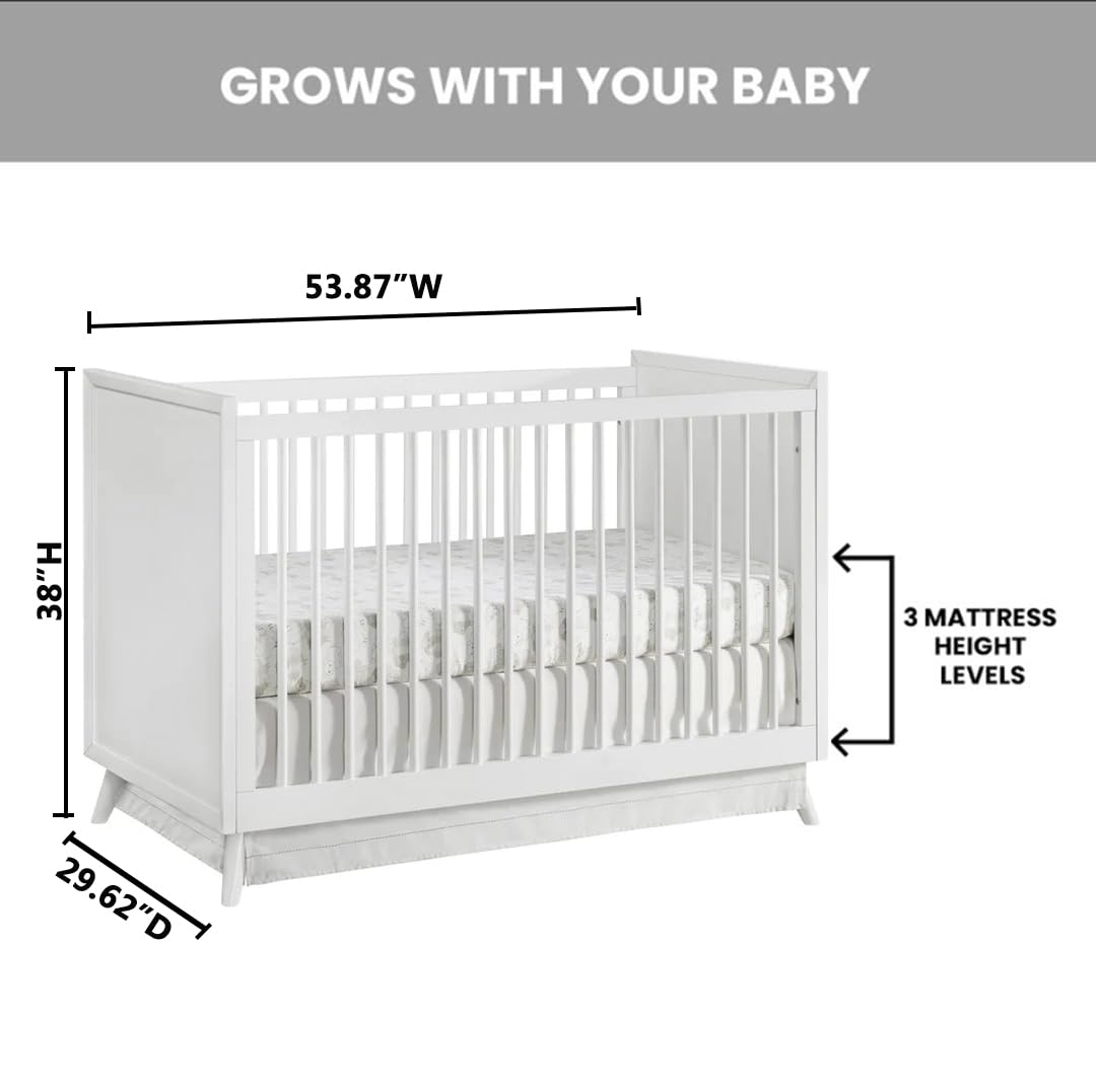 Oxford Baby Dawson Modern 3-in-1 Convertible Island Baby Crib, White, Green Guard Gold Certified