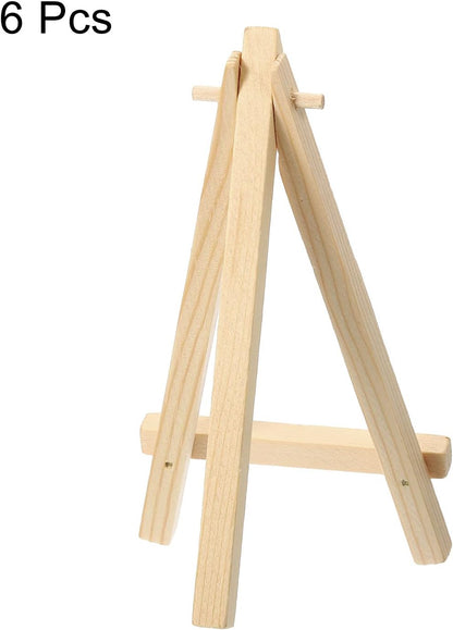 PATIKIL 5.9" Mini Wooden Easel Stand, 6 Pack Table Use Adjustable Triangle Holder for Photos, Canvases