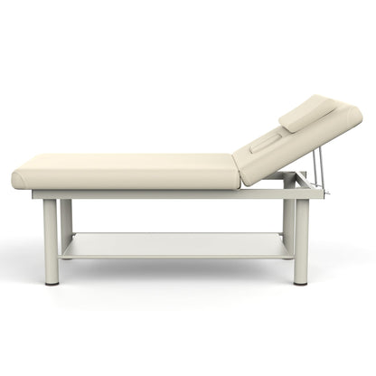 Heavy Duty Professional Stationary Massage Bed Wide Massage Table with Backrest for Treatment Physical Therapy Spa Facial Bed, Metal Frame PU Leather Segmented Structure