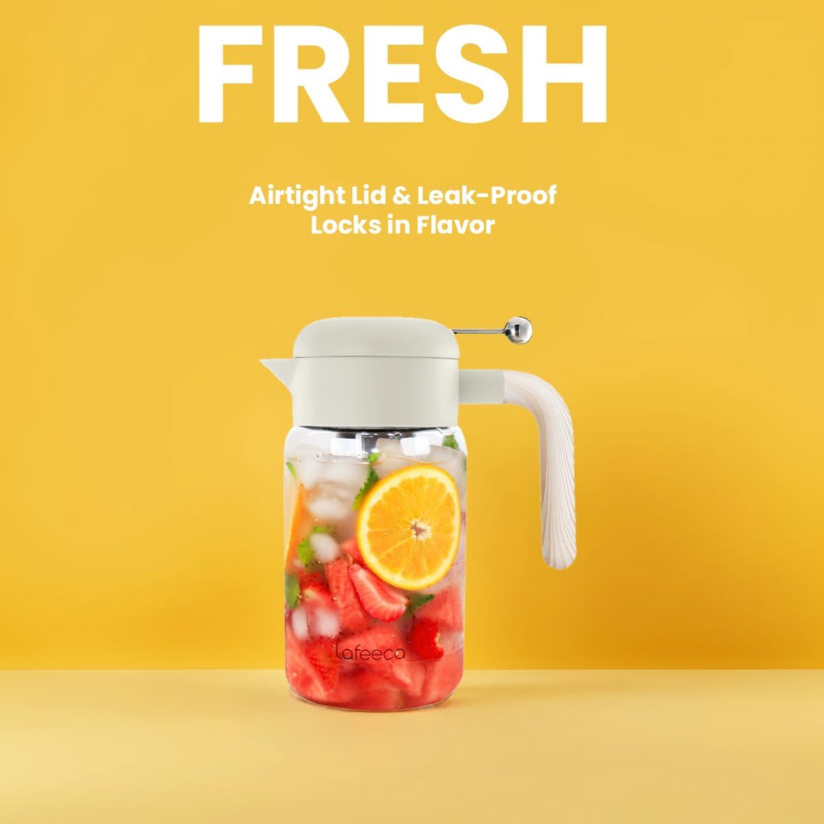 2000 ml 68 oz LAFEECA Iced Tea Maker and Infuser - Large Jug with Airtight Lid for Cold Brew - Stainless Dual Ultra