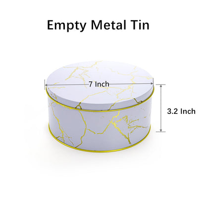 Yopay 3 Pack Cookie Tins with Lids, Round Gift Boxes for Toffee, Marbled Easter Baking Cake Containers for Valentines Gift Giving Puff Pastries Craft Supplies Metal Canister