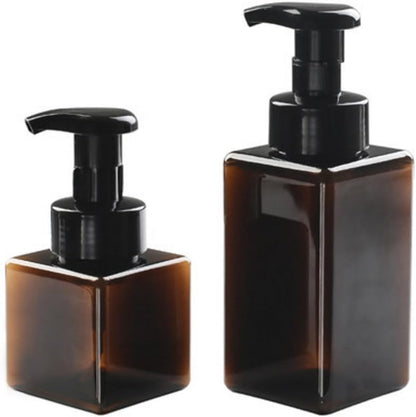 Foaming Soap Dispensers Pump-Bottles Pack of 2 (250 ml + 450 ml) for Kitchen, Bathroom, Brown