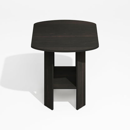 Furinno Modern Side Table, Square Round Corner End Table with Storage Shelf, Night Stand, Bedside Table, for Living