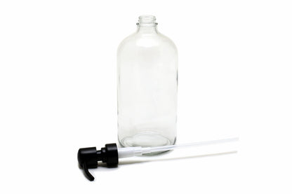 Vivaplex, 2, Large, 32 oz, Empty, Clear Glass Bottles with Stainless Steel, Matte Black, Lotion Pumps