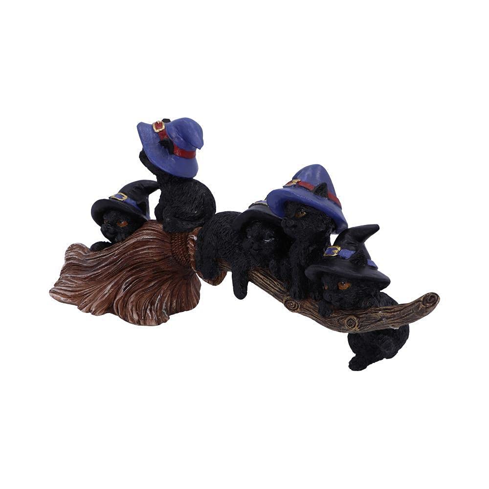 Nemesis Now Purrfect Broomstick Witches Familiar Black Cats and Broomstick Figurine,27.5cm