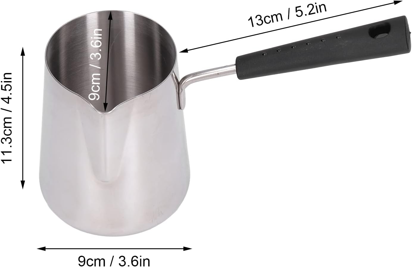 600ml Turkish Coffee Pot, Stainless Steel Milk Pot, High Temperature Resistant Butter Warmer with Cleaning Brush