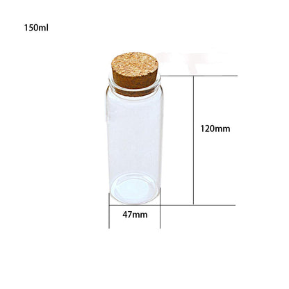 ELYSAID 4pcs of 150 ml Empty Clear Glass Bottles Vials With Cork Stopper Storage Jars 47x120mm Bottle 5.3oz
