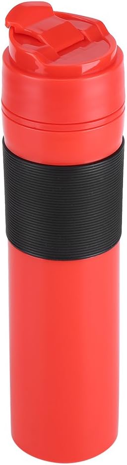 Coffee Bottle, 350ml Portable Coffee Press Bottle for Travelling, Tea Coffee Maker, Red