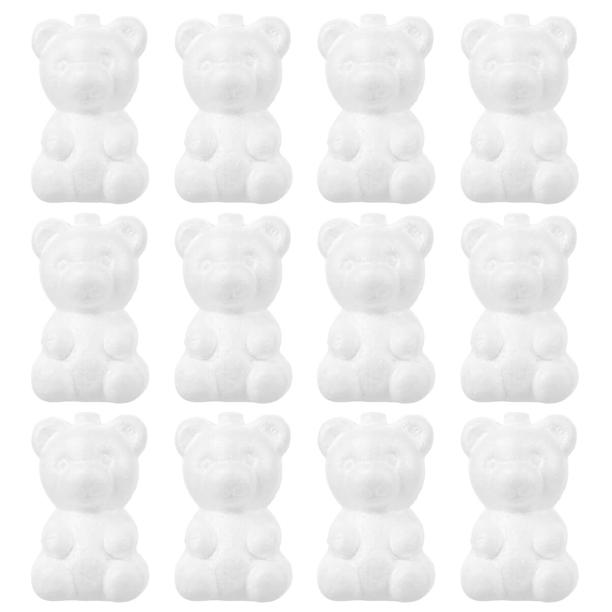 SEWACC 20pcs Foam Bear Blank White DIY Foam Bear Mould Scultpture Modelling Polystyrene Shape Mould Craft for Party Decorations Floral Arrangement 7.5cm
