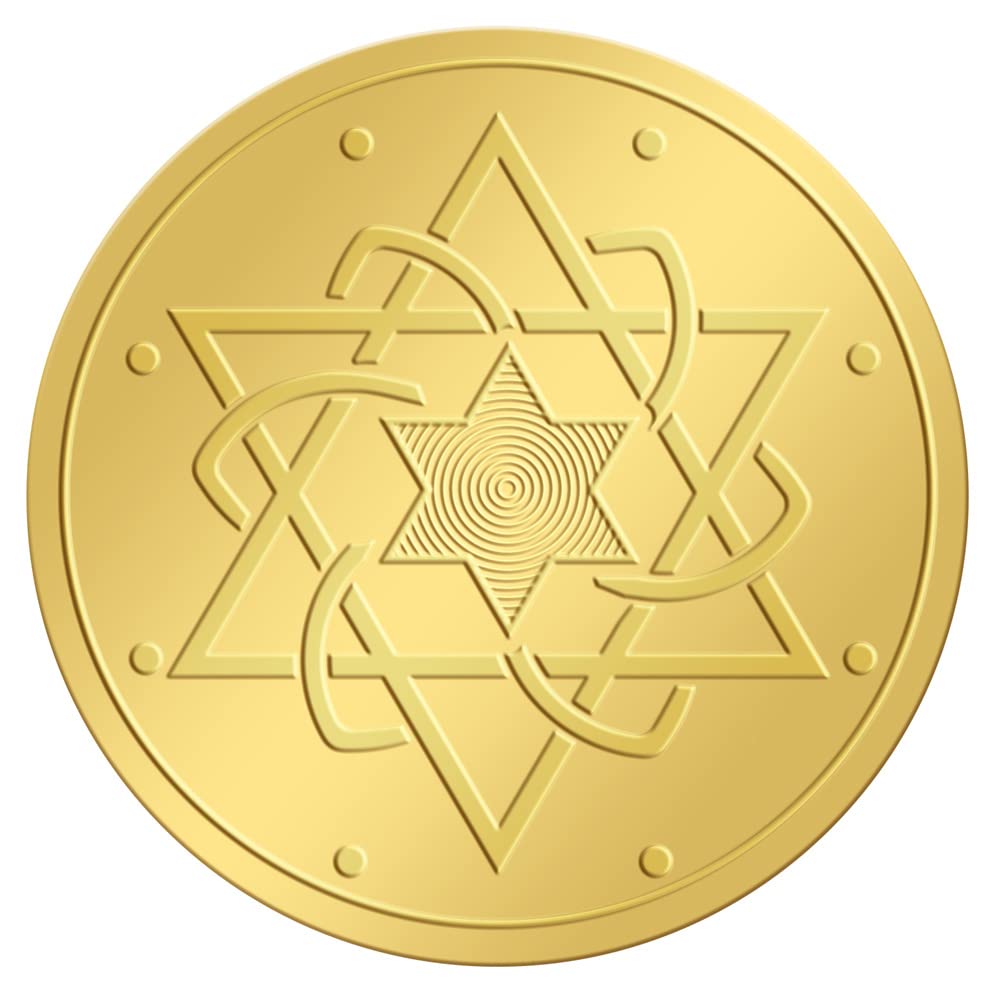 CRASPIRE 2 Inch Gold Embossed Envelope Seals Stickers Star of David 100pcs Embossed Foil Seals Adhesive Gold Foil Seals Stickers Label for Wedding Invitations Gift Packaging