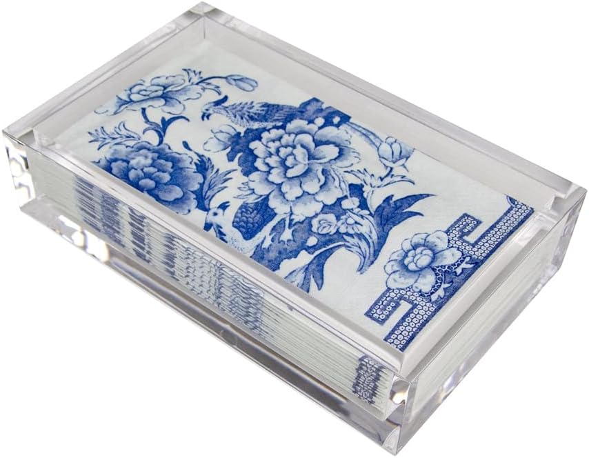 Packs 15 Caspari Blue & White Paper Guest Towel Napkins - Two