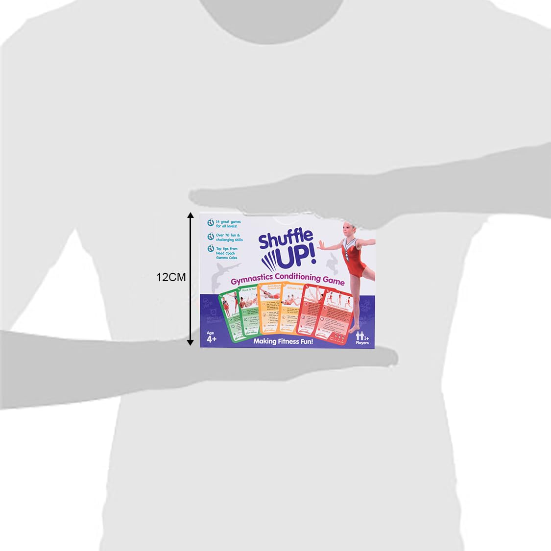 Shuffle Up Gymnastics Card Games - 70+ Fun & Active Skills Cards for Kids, Fitness Cards Develop Fundamentals, Stamina & Strength, Easy to Play for Kids | Multiple Skills Level Cards Include 2 Dices