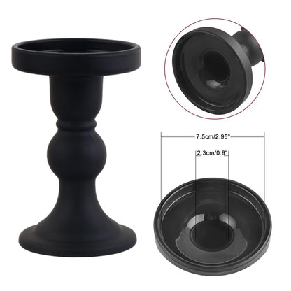 BTGLLAS 3-Piece Set of Black Glass Candlestick, Crystal Candlestick Holder Holder and Conical Candle, Christmas Candle Holder Decoration, Family Living Room Wedding Candle Holder (black1set)