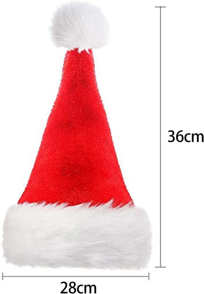 LOKIPA Christmas Santa Hat for Kids, Soft Plush Xmas Hat with Thicken Classic Fur (15X11 Inch for Age 3+ Child)