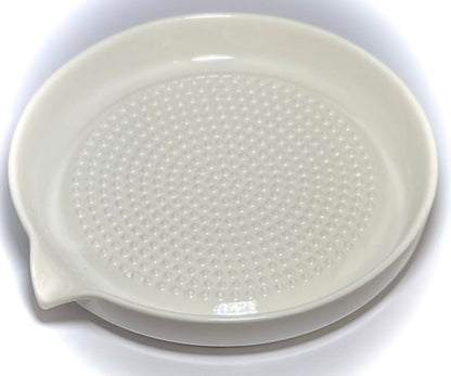 BonCera, Premium Ceramic Garlic Grater Plate 3-Piece Set - White Modern Design and Style - For Garlic, Ginger, Chocolate, and more! - Comes with 6.5" Plate, Peeler, and Brush