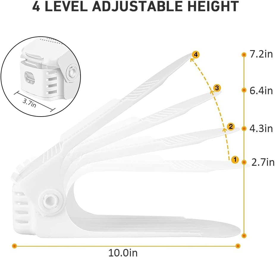 20 Pack 50%, 4 Closet, NVGSN Shoe Slots Organizer - Shoe Stackers, Space Savers Levels Adjustable, Double Layer Holders