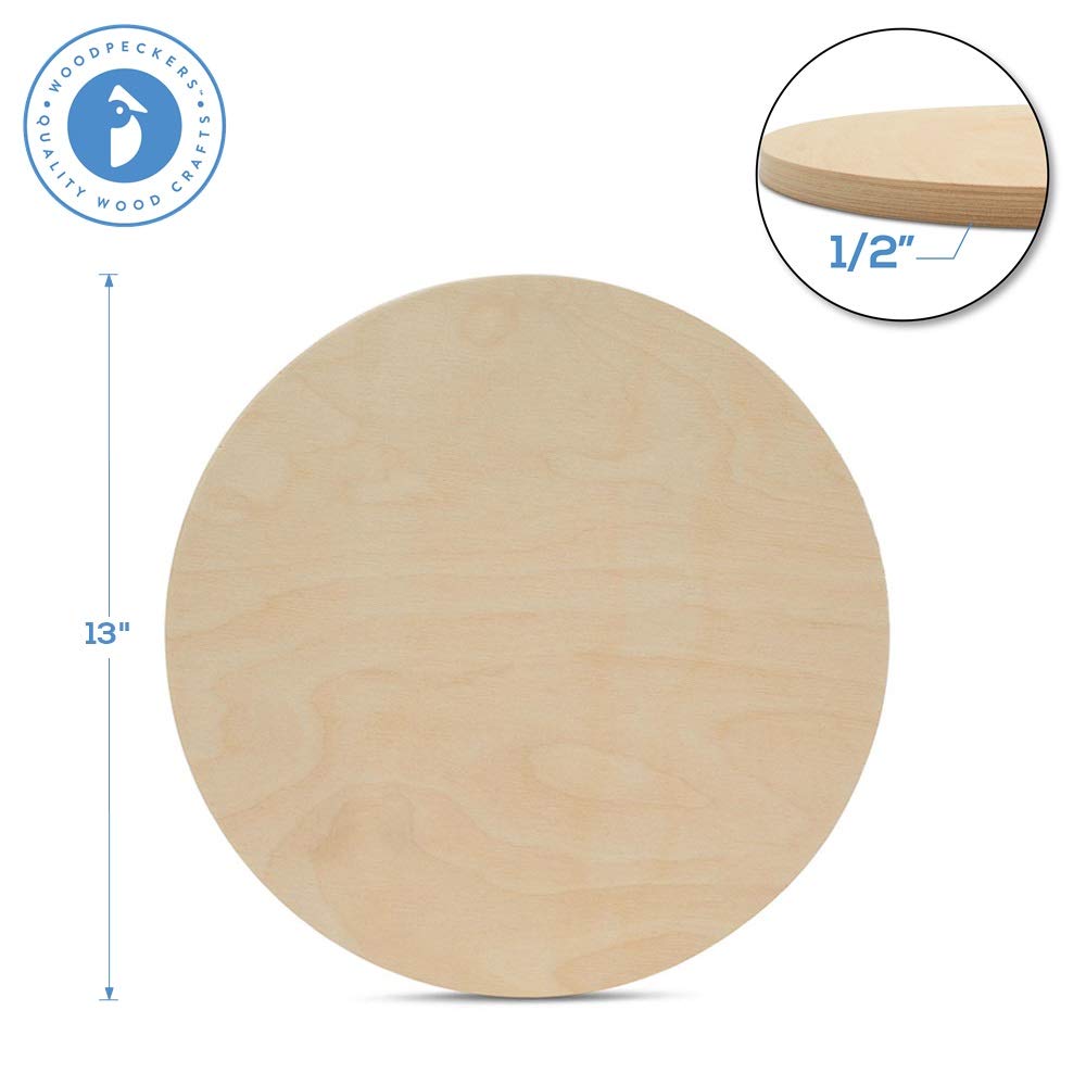 Wood Circles 13 inch 1/2 inch Thick, Unfinished Birch Plaque, Pack of 1 13 inch Wood Circle for Crafts and Blank Sign Rounds, by Woodpeckers