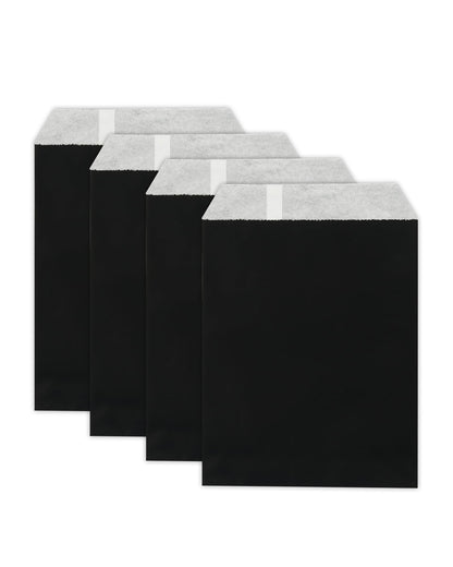 KEYYOOMY 5x7 Inch Paper Treat Bags Black Candy Bags 100 Pack Candy Buffet Bag Small Paper Cookie Bag for Halloween Christmas Party (100 CT, 5x7 Inch)