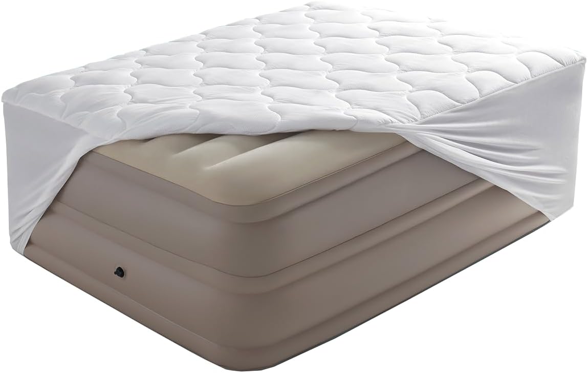 25 Inches SLEEP ZONE Queen Mattress Pad Quilted Mattress Topper Air Mattress Cover, Breathable and Noiseless Air