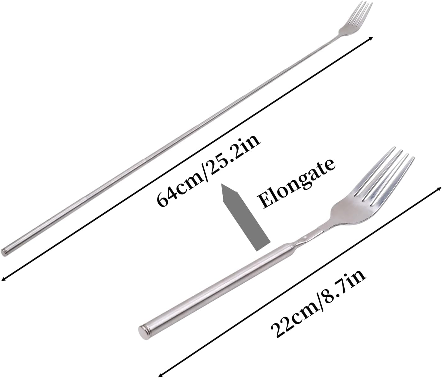 5Pcs Stainless Steel BBQ Telescopic Forks, 8.7-25.4 Inch Long Handle Cutlery for Barbecue, Toasting, Dinner
