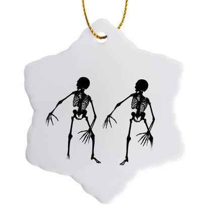 3dRose Two Skeletons 3 inch Snowflake Porcelain Ornament