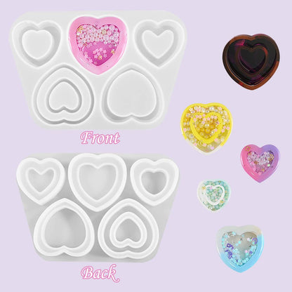 FineInno Heart Shaker Resin Molds,Hollow Heart Epoxy Resin Molds,Jewelry Molds for Epoxy Resin DIY Quicksand Pendant, Necklace,Craft Making