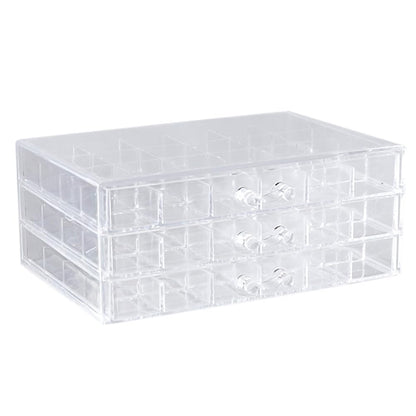 MIOINEY Compartment Storage Box 72 Grids Acrylic Organizer Box with 3 Drawers Storage Containers Transparent Organizer for Crafts Art Supply Painting Nail Tip Bead Earring Ring (Clear)