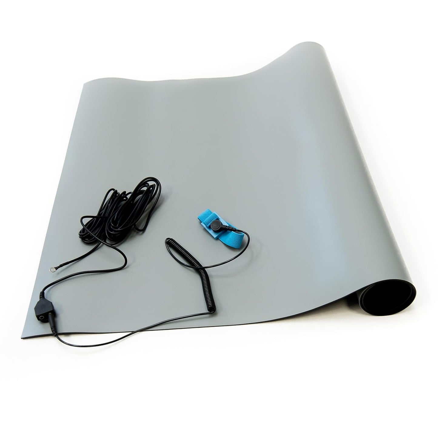 Bertech ESD High Temperature Mat Kit, 2.5 Feet Wide x 3 Feet Long x 0.08 Inches Thick, Gray, Includes a Wrist Strap and Grounding Cord, RoHS and REACH Compliant (Assembled in USA)